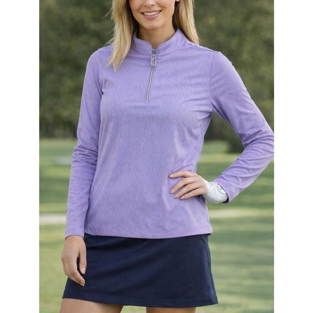 Sunsense by Jamie Sadock Lavender 1/4 Zip Long Sleeve Top Size S